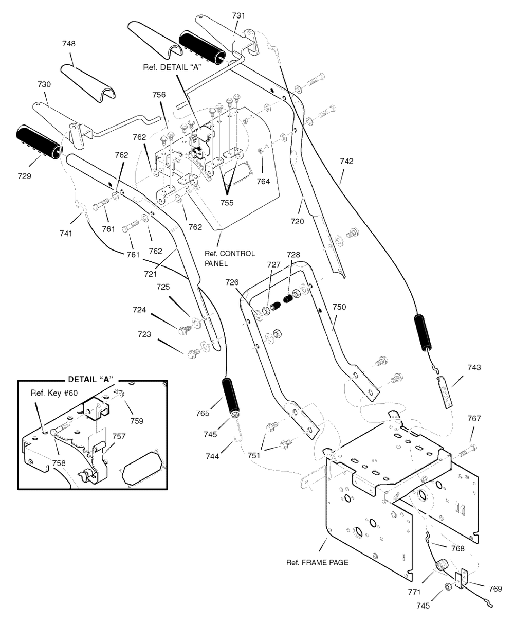 Handle Assembly Diagram and Parts List for 6271100X83 (1695374)(2007) Briggs and Stratton Snow Blower